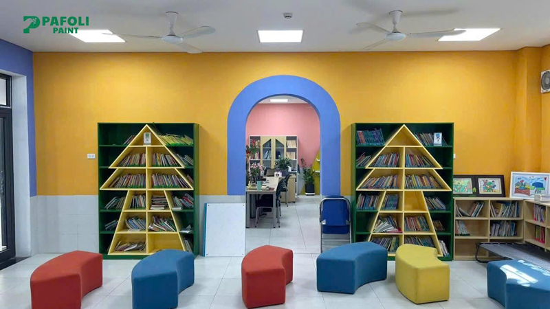 dự án sơn tường hình học tại trường học
