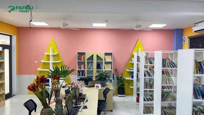 dự án sơn tường hình học tại trường học