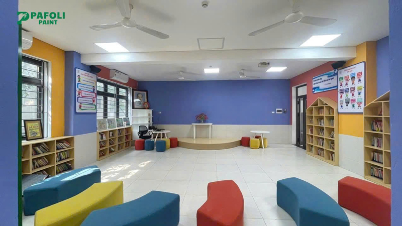 dự án sơn tường hình học tại trường học