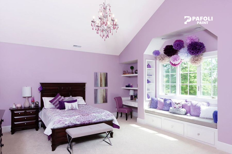 Màu sơn phòng ngủ màu tím nhạt
