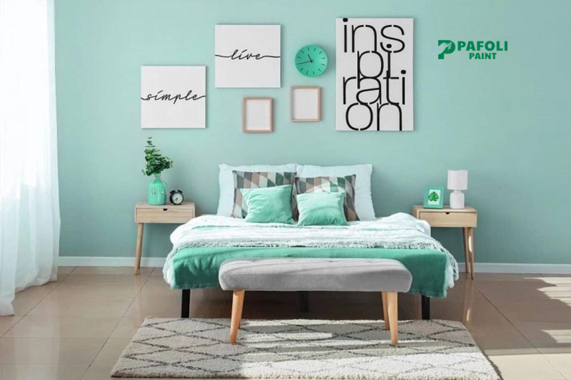 Màu sơn phòng ngủ màu xanh ngọc