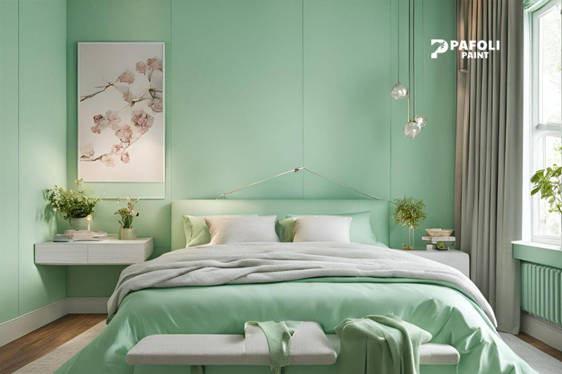 Màu sơn phòng ngủ màu xanh mint