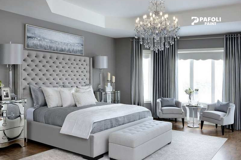 Màu sơn phòng ngủ màu xám ghi