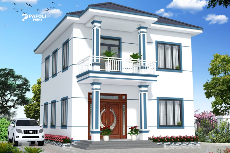 sơn nhà màu trắng sứ cho biệt thự