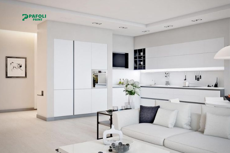 sơn nhà màu trắng sứ cho nội thất chung cư