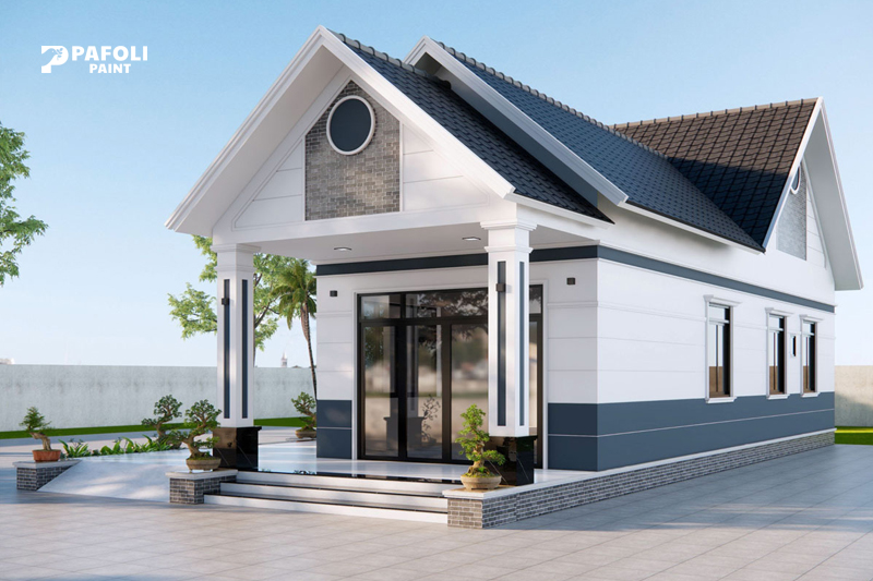 màu sơn nhà mái thái trắng xanh