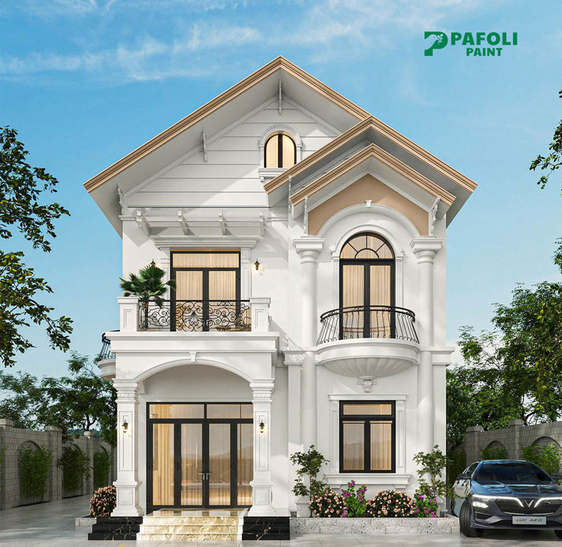 Màu sơn nhà mái thái 2 tầng