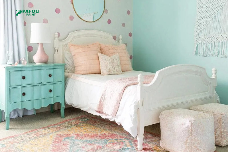 màu sơn phòng ngủ cho bé gái - xanh
