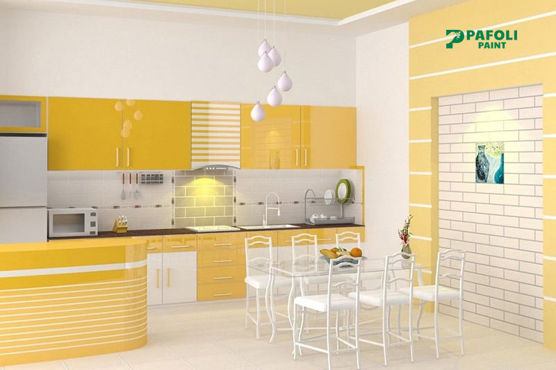 Màu sơn hợp mệnh Kim cho phòng bếp