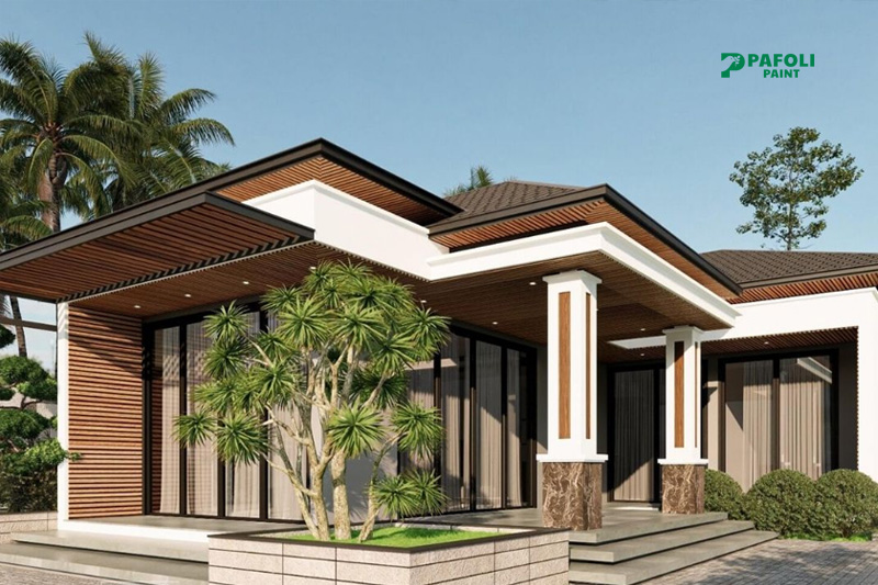 cách phối màu sơn mặt tiền nhà cấp 4