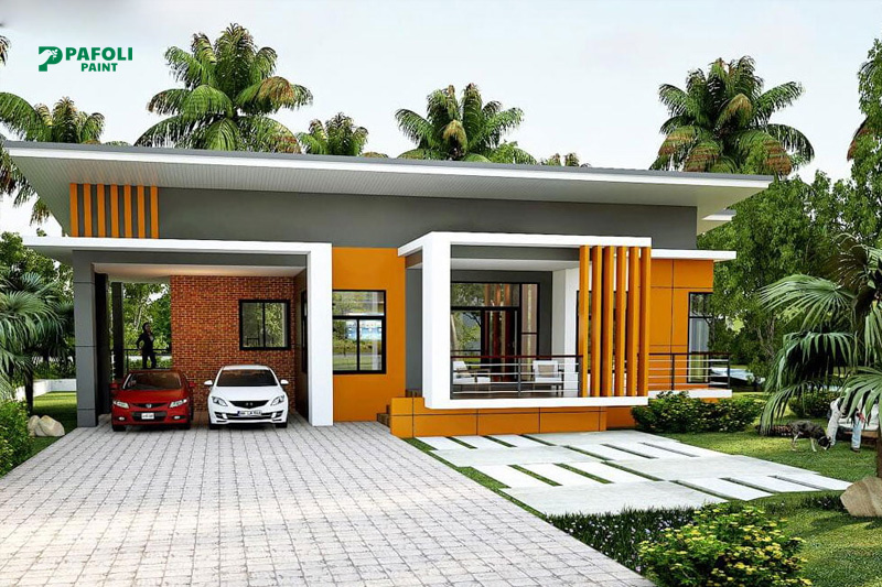 cách phối màu sơn mặt tiền nhà cấp 4