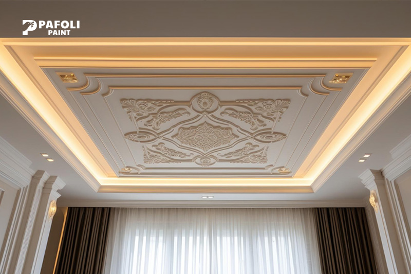 phối màu sơn phào chỉ trần nhà đẹp