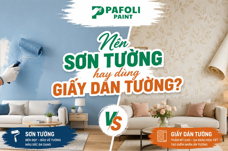 nên sơn tường hay dùng giấy dán tường