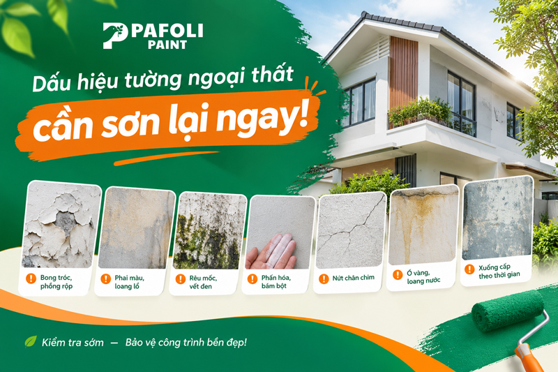 dấu hiệu tường ngoại thất cần sơn lại